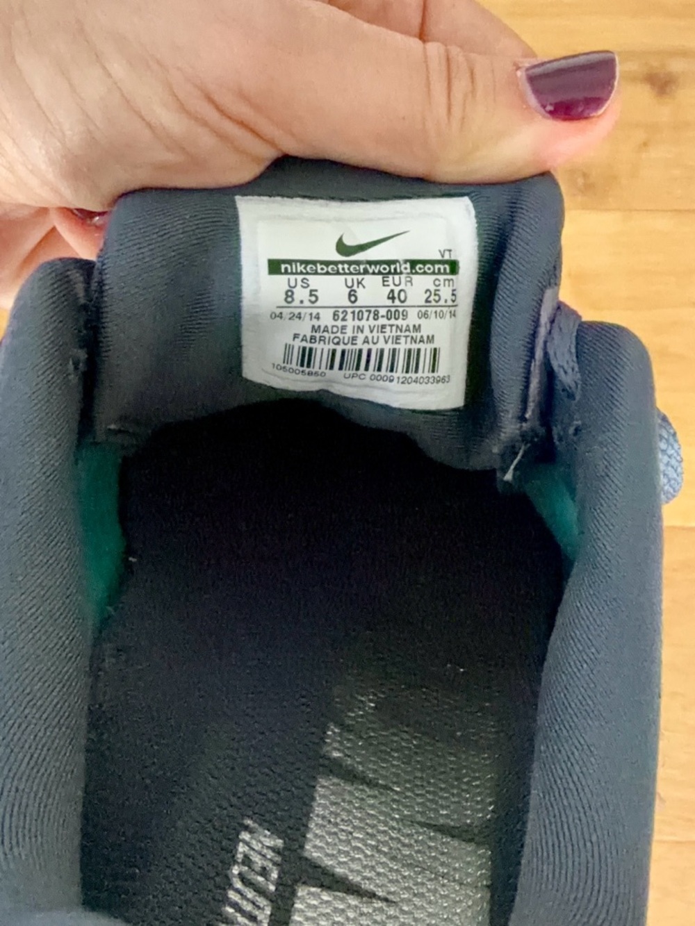 Nike Air Max 2014 Women 8.5 Hyper Turquoise Black Dark Grey Knit Running Sneaker - Picture 10 of 10